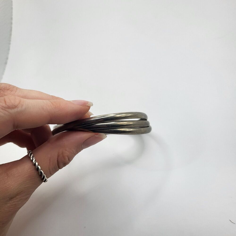 3 Interlocking Bangle Bracelets Stainless Steel 2… - image 3